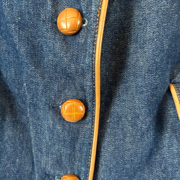 Vintage Rare Forenza Indigo Denim Blazer and Skirt with Tan Piping size 18 - Picture 4 of 12